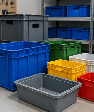 Plastic crates bins and containers